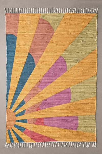 Sunrise Printed Rag Rug | Urban Outfitters