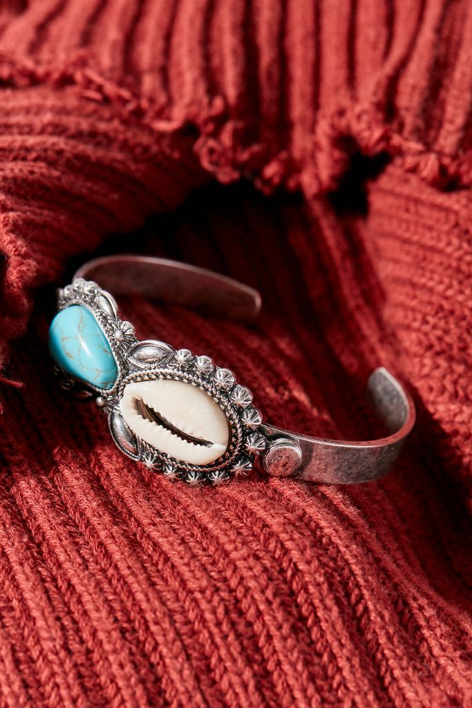 Western Shell And Stone Cuff Bracelet Urban Outfitters