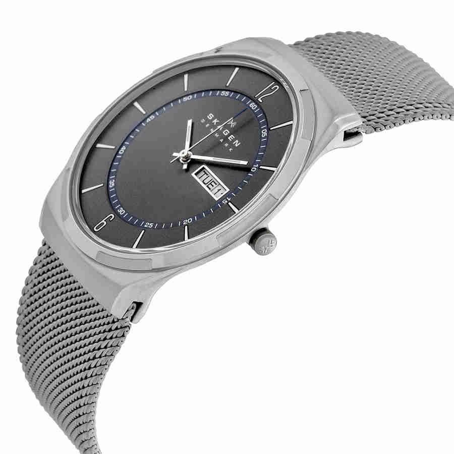 Slide View: 2: Skagen Melbye Grey Dial Stainless Steel Mesh Men's Watch SKW6078