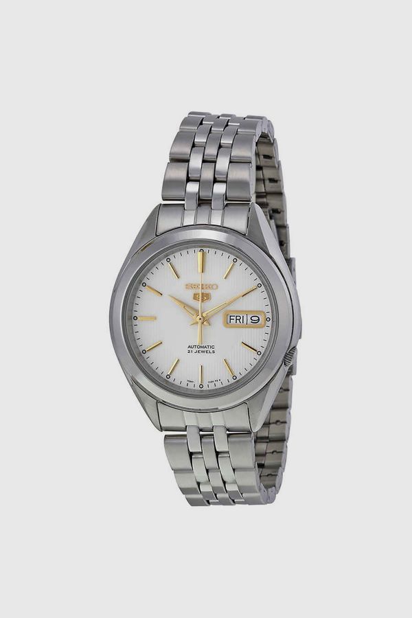 Slide View: 1: Seiko 5 Silver Dial Stainless Steel Men's Watch SNKL17