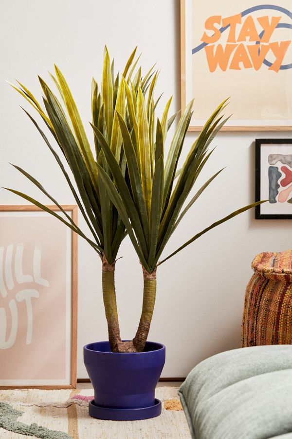 Slide View: 1: Potted Tropical Yucca Faux Plant