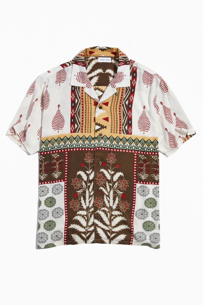 Raga Man Placed Pattern Short Sleeve Button-Down Shirt | Urban Outfitters