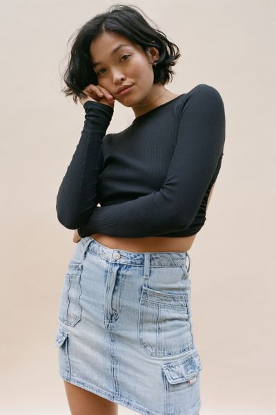 utility denim skirt