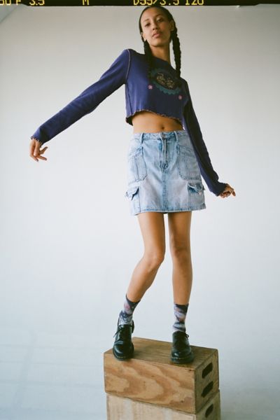 BDG Carleen Denim Utility Mini Skirt