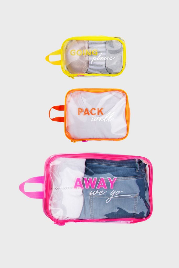 Miamica NeonClear Packing Cubes 3Pack Urban Outfitters