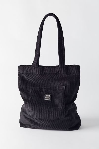 black corduroy tote bag