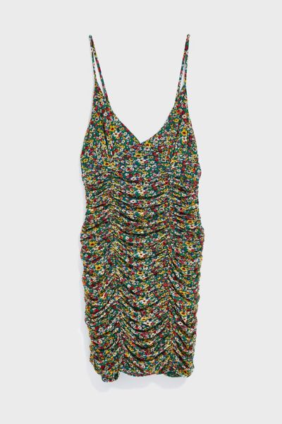 uo ruched mesh bodycon mini dress