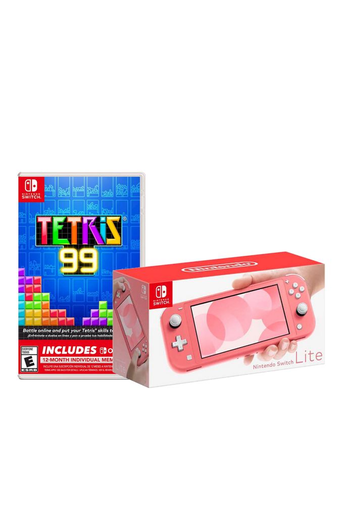 Nintendo Switch Lite Coral Console And Tetris 99 With 12 Month