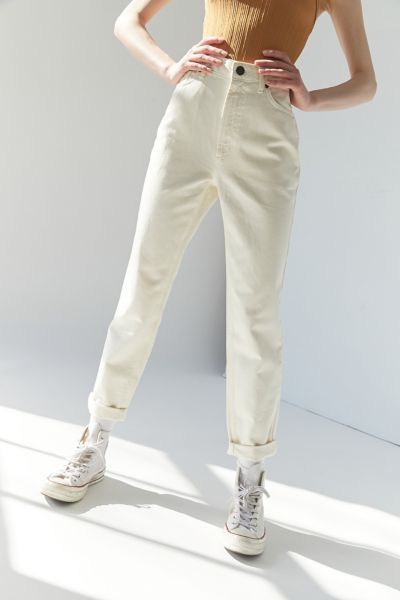 beige high waisted jeans