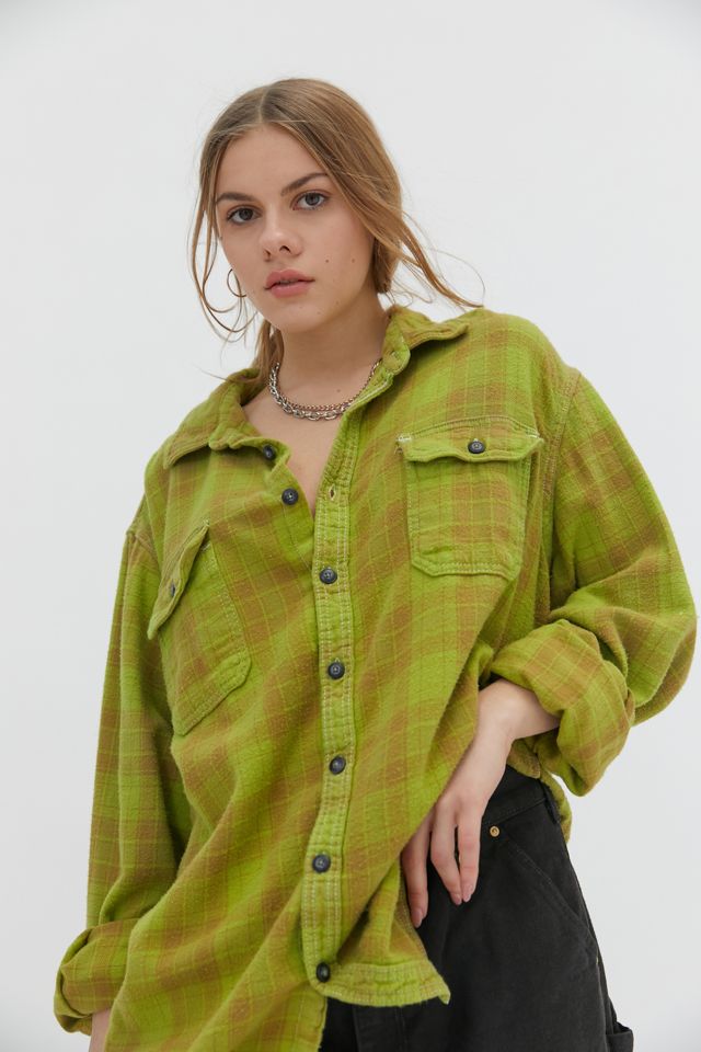 Urban Renewal Recycled Overdyed Boyfriend Flannel Shirt | Urban Outfitters
