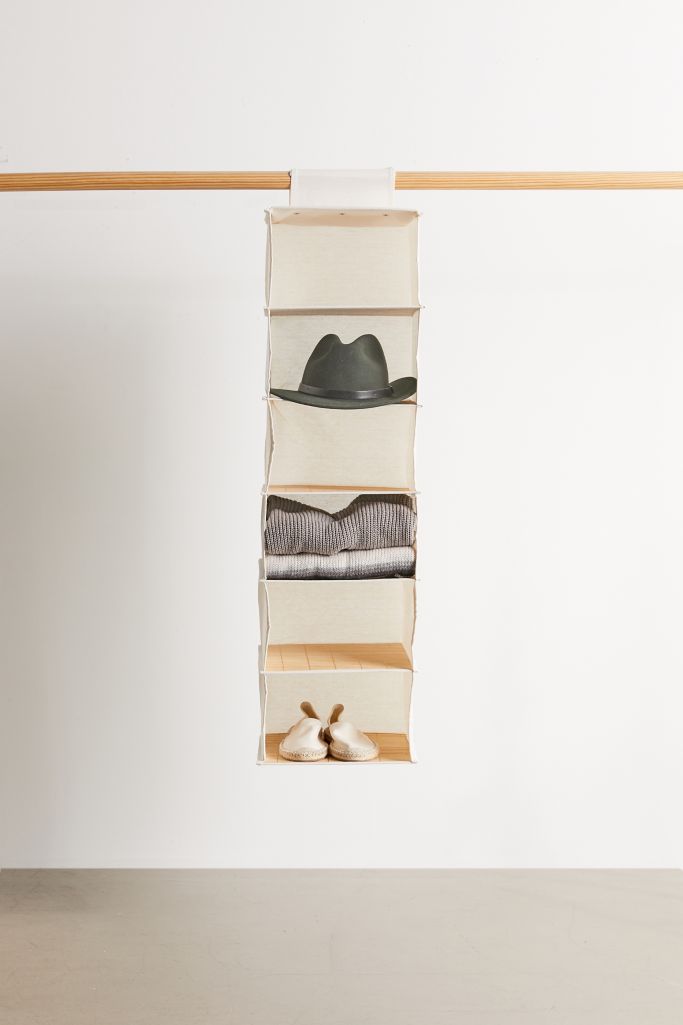 Hanging Canvas And Bamboo 6 Tier Closet Organizer Urban Outfitters