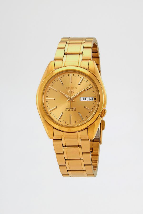 Slide View: 1: Seiko Series 5 Automatic Gold Dial Men's Watch SNKL48