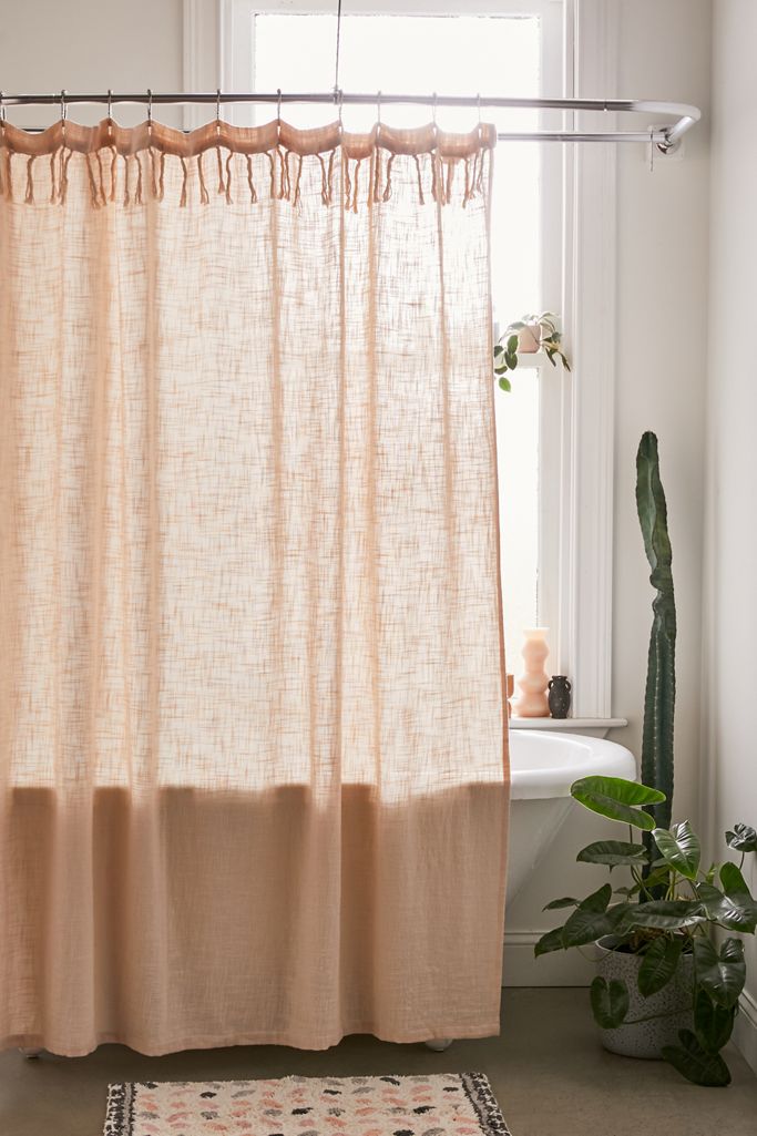 Fringe Slub Shower Curtain Urban Outfitters