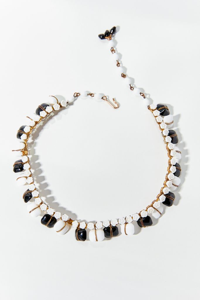 Vintage Black And White Beaded Necklace Urban Outfitters