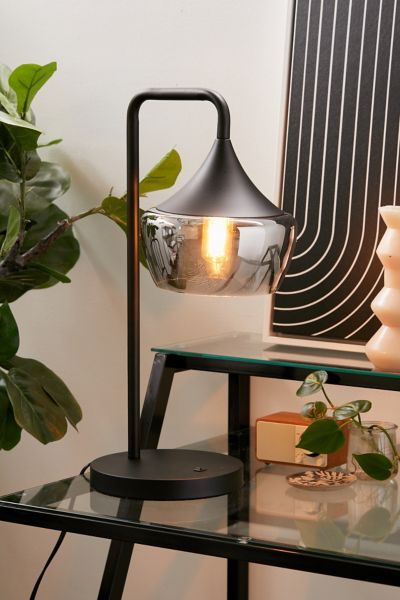 smoked glass bedside lamp