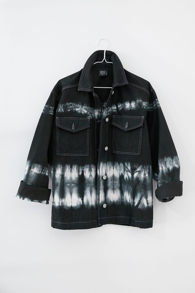BDG TieDye Denim Shirt Jacket Black Urban Outfitters