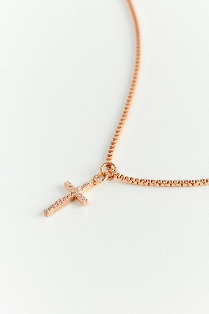 Delicate Rhinestone Cross Necklace Urban Outfitters