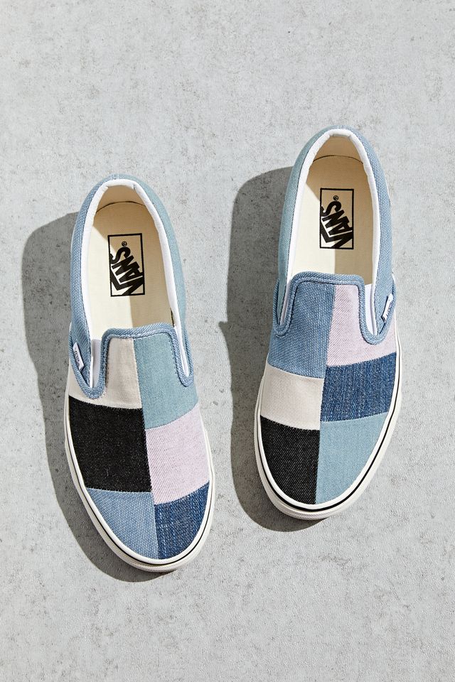 vans denim patchwork slip on