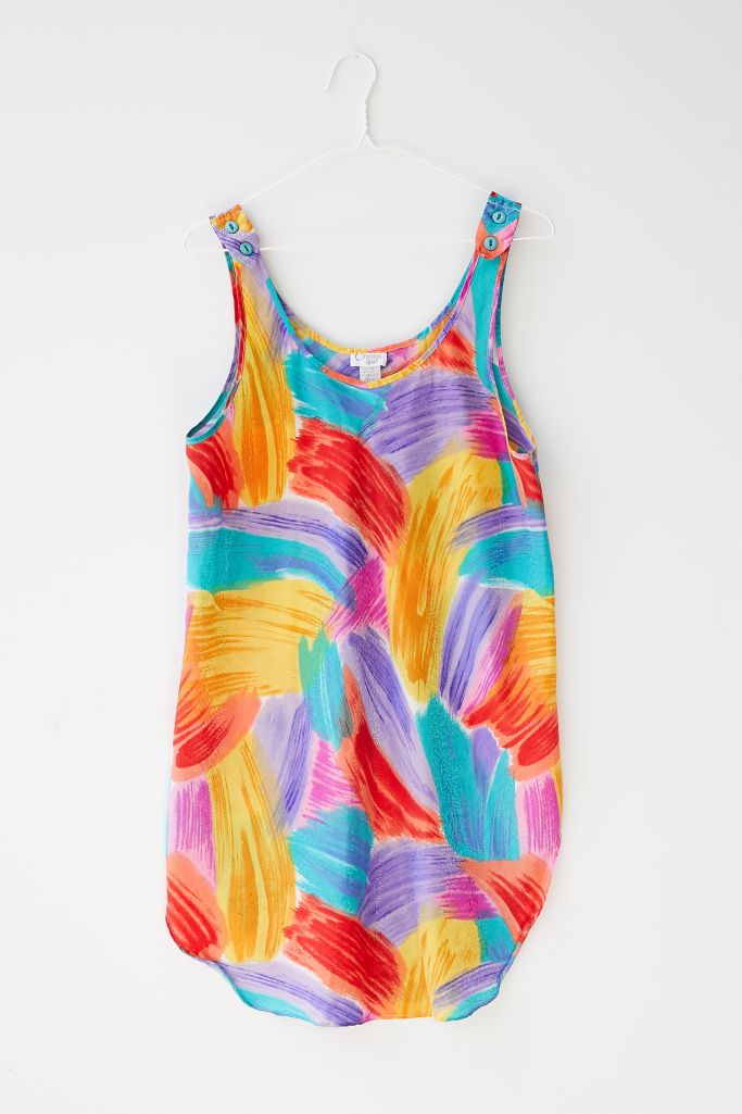 Vintage Watercolor Print Lightweight Tank Dress | Urban Outfitters