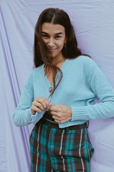 chenille cropped cardigan