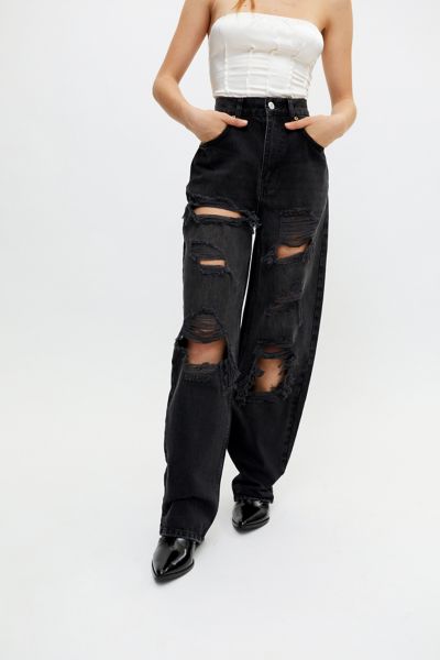 black high waisted baggy jeans