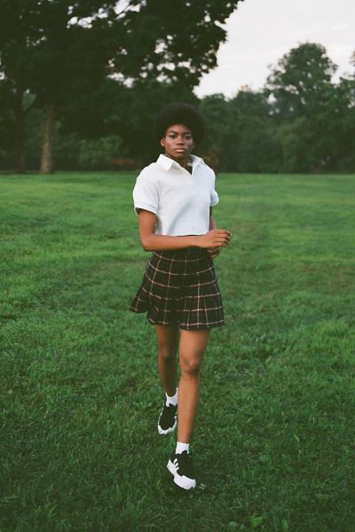 black cropped polo shirt