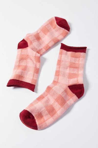 Plaid Colorblock Crew Sock Urban Outfitters 