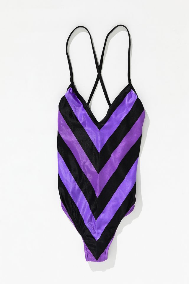 Vintage Purple Stripe One Piece Swimsuit Urban Outfitters Canada 8495