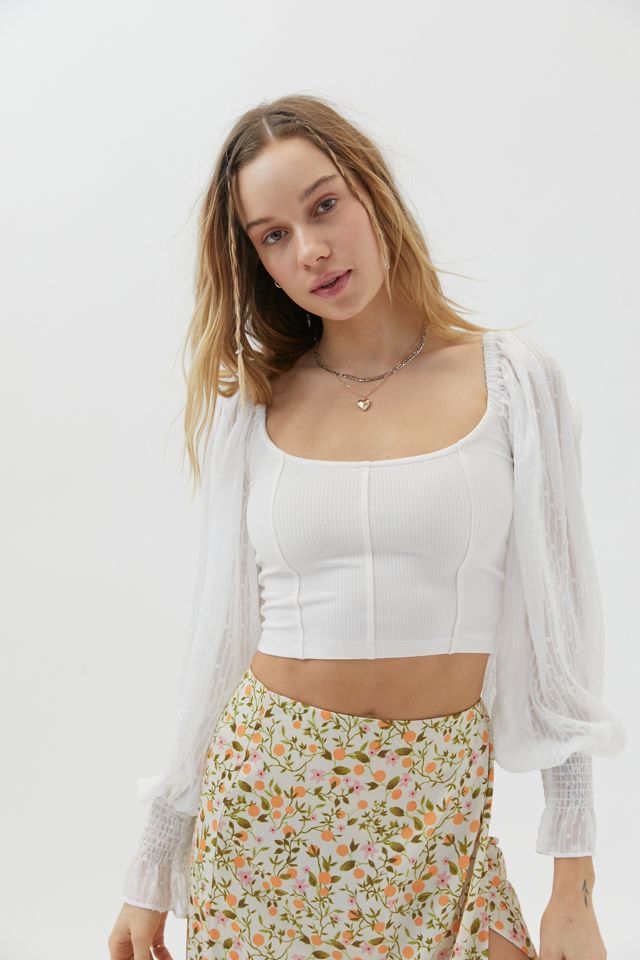 UO Cynthia Clip DotSleeve Top Urban Outfitters
