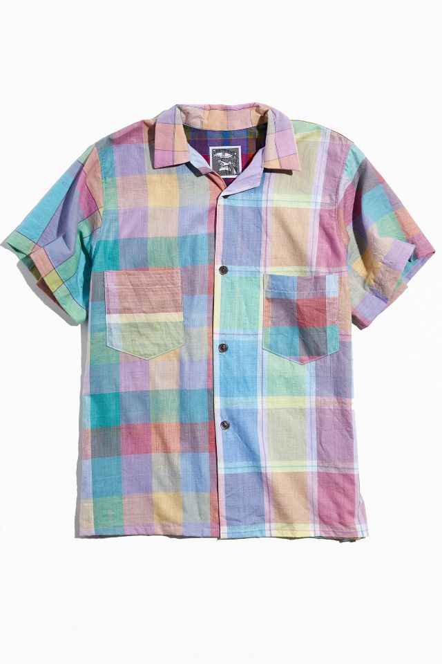 Pentimento Upcycled Madras Short Sleeve Button-Down Shirt | Urban ...