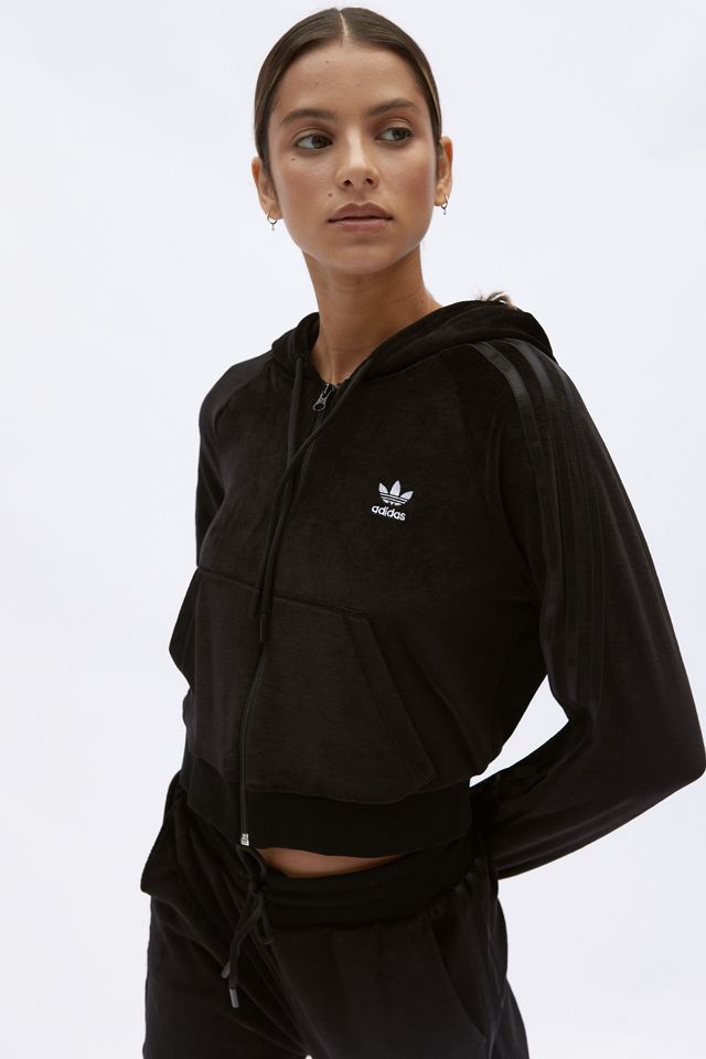 adidas Velour Zip-Up Hoodie Sweatshirt | Urban Outfitters