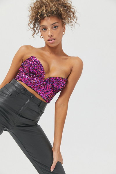 strapless sequin top