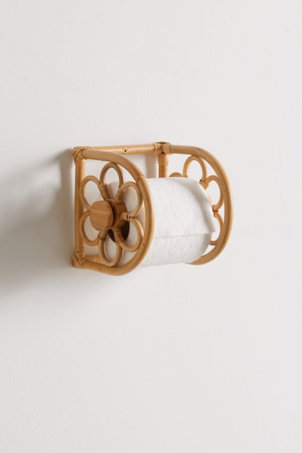 Slide View: 1: Daisy Rattan Toilet Paper Holder