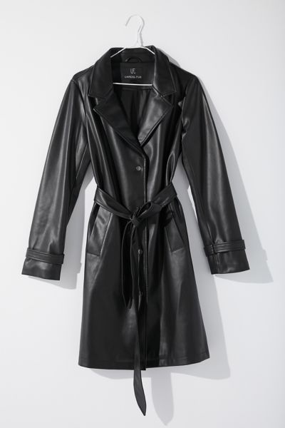 faux leather trench coat