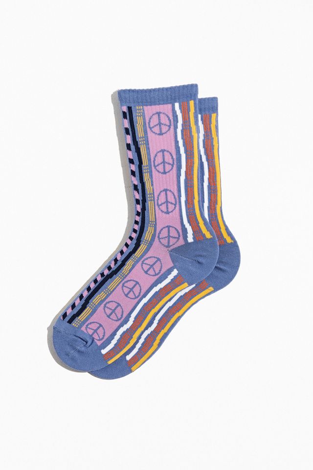 Peace Sign Pattern Crew Sock Urban Outfitters Canada