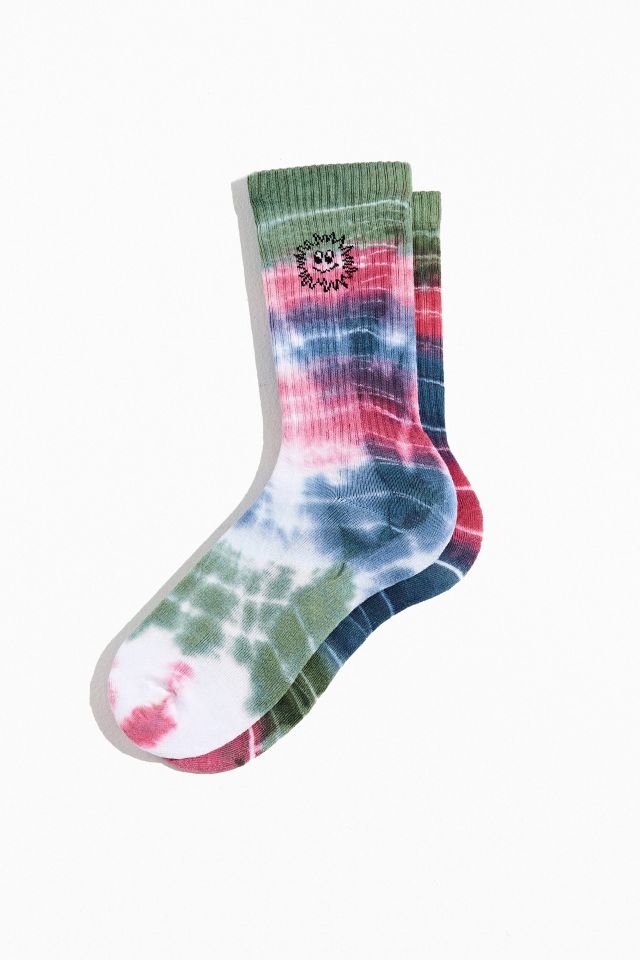Embroidered Sun Tie-Dye Crew Sock | Urban Outfitters