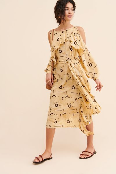 One Teaspoon Billowing Printed Midi Dress