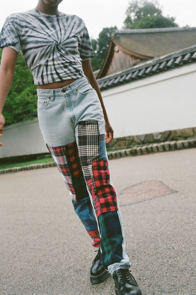 flannel patch jeans