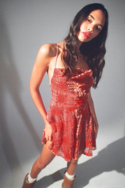 urban outfitters red silk dress