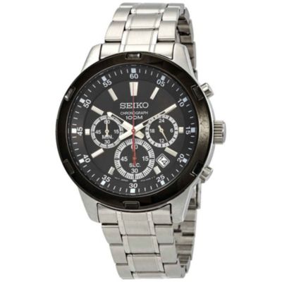 seiko chronograph black dial men's watch