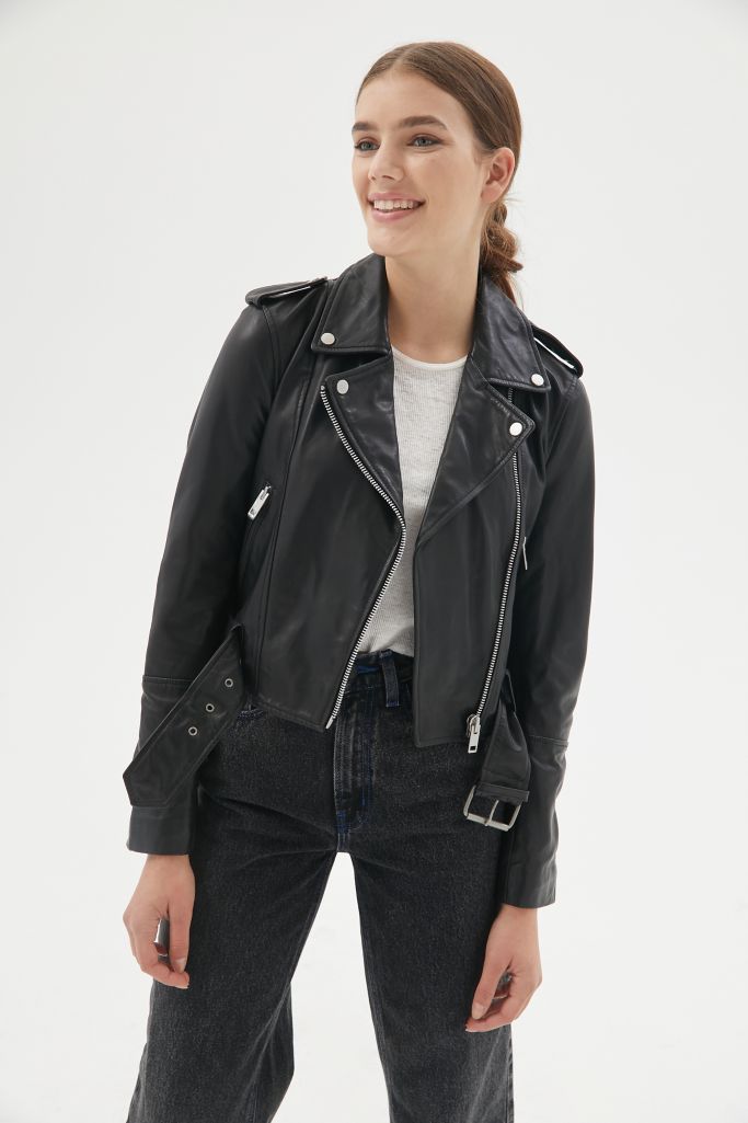 Avec Les Filles Leather Cropped Moto Jacket | Urban Outfitters