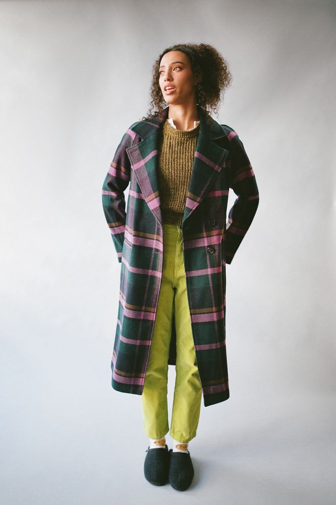 Avec Les Filles Plaid Double Face Wool Coat | Urban Outfitters