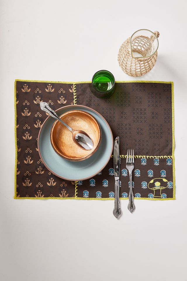 Patchwork Mushroom Placemat Urban Outfitters