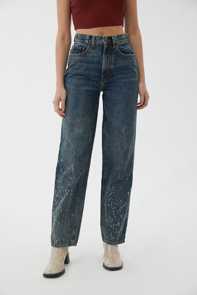 Bdg High Waisted Baggy Jean Splatter Dark Wash Urban Outfitters