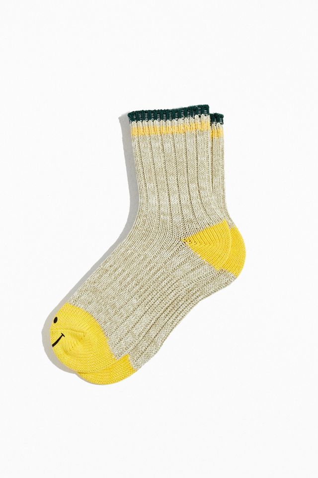 Marled Stripe Happy Face Crew Sock | Urban Outfitters