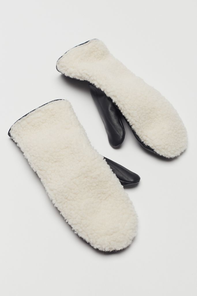 Teddy Leather Mitten Urban Outfitters