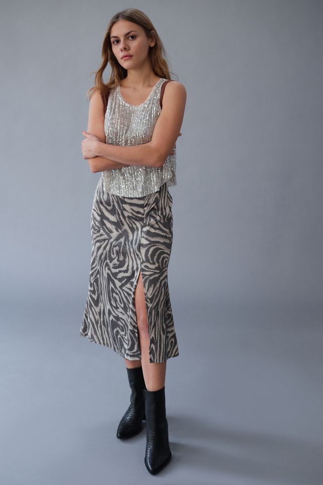 Dress Forum Zebra Side Slit Midi Skirt Urban Outfitters