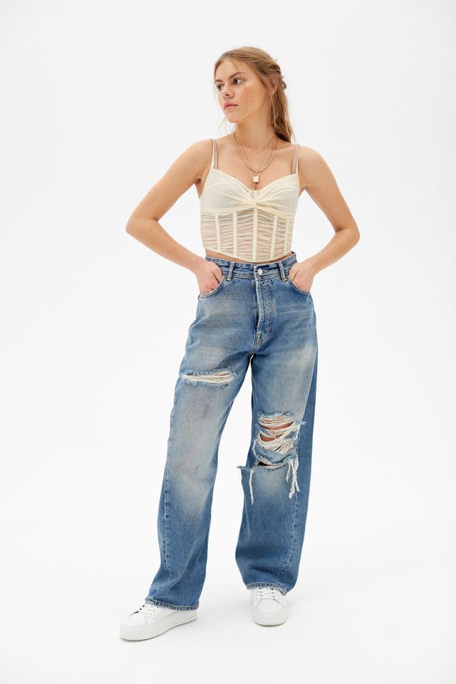 Bdg Amy Baggy Jean Ripped Light Wash Urban Outfitters 