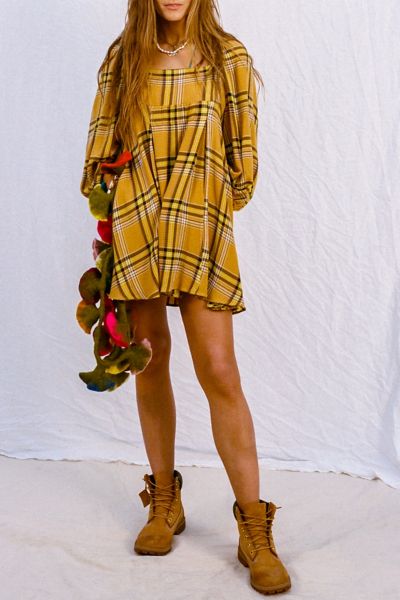 yellow flannel dress