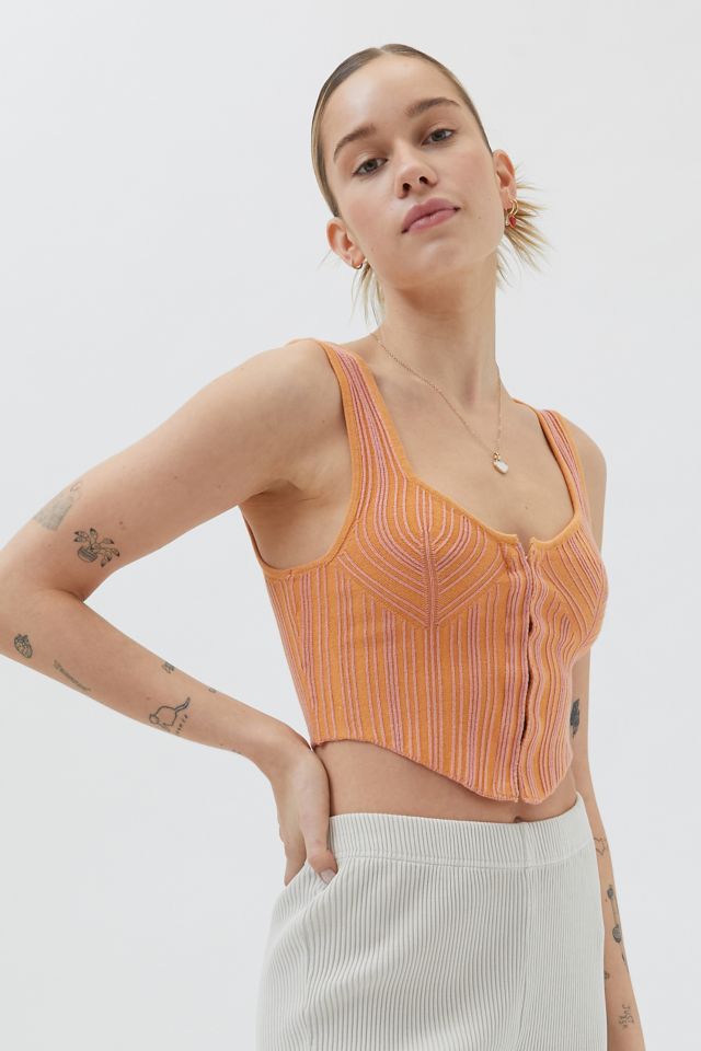 UO Jada Knit Corset Tank Top Urban Outfitters